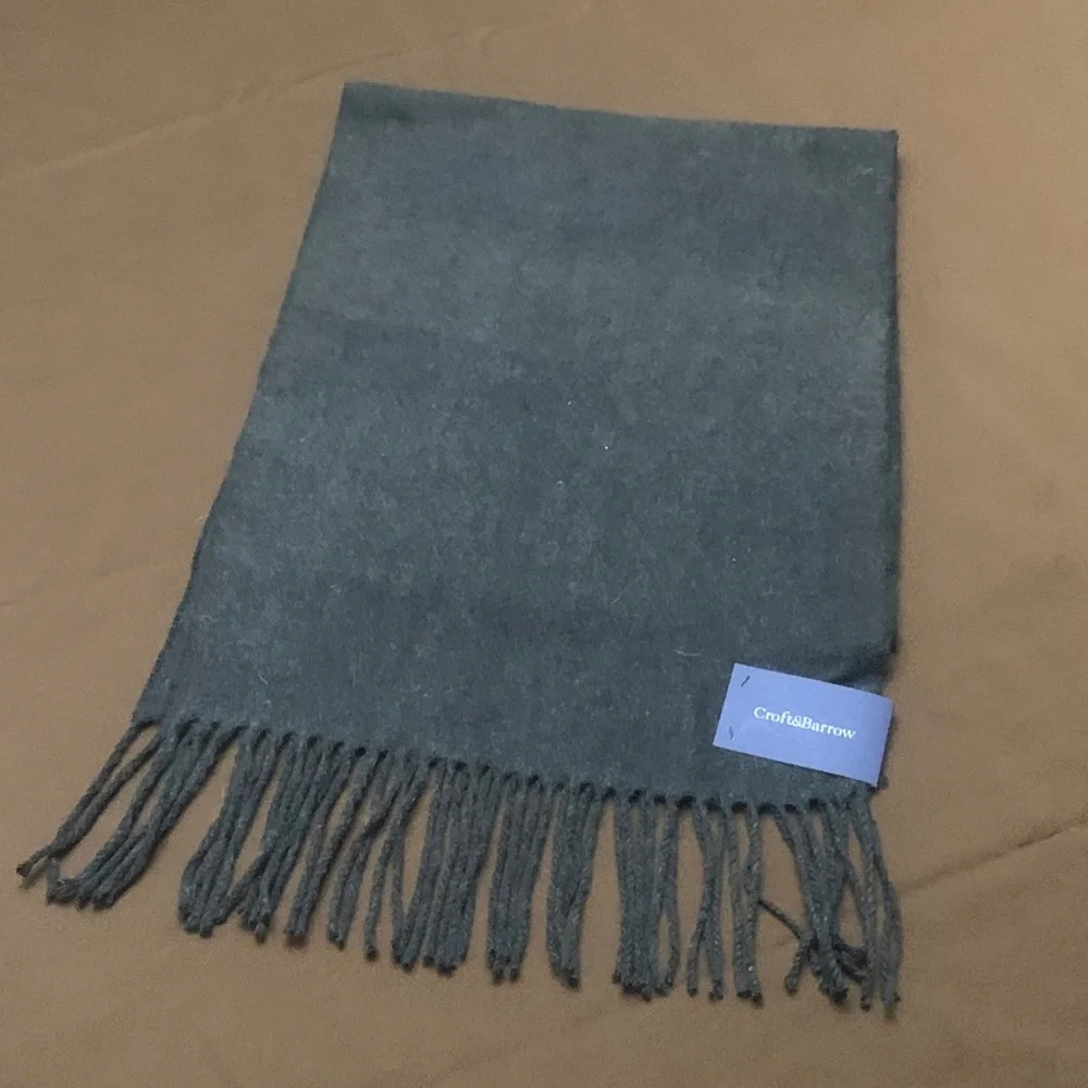 Winter warm super soft Gray Fringed Scarf
